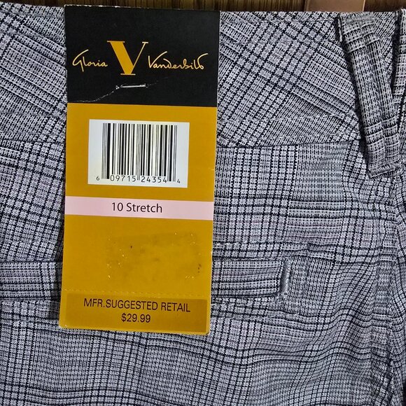 Gloria Vanderbilt Mona Gray Plaid Pants Stretch Pockets NWT - Picture 3 of 5